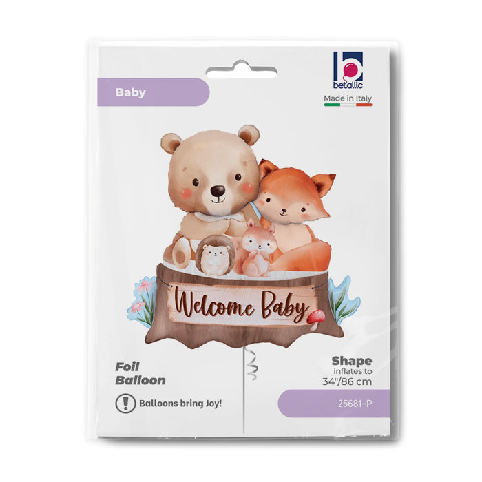 34" Folienballon Shape Woodland Welcome Baby | 86 cm