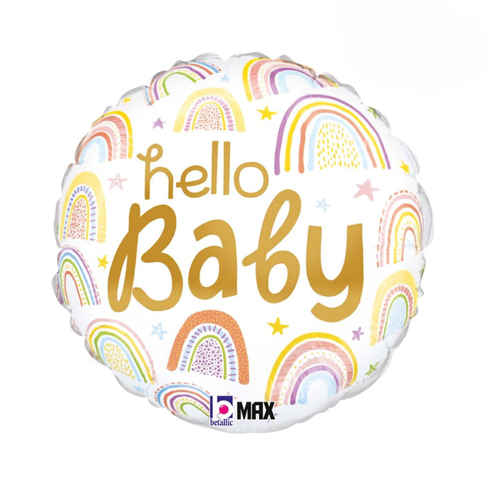ABC18 Folienballon Regenbogen "Hello Baby" | Ø 46 cm