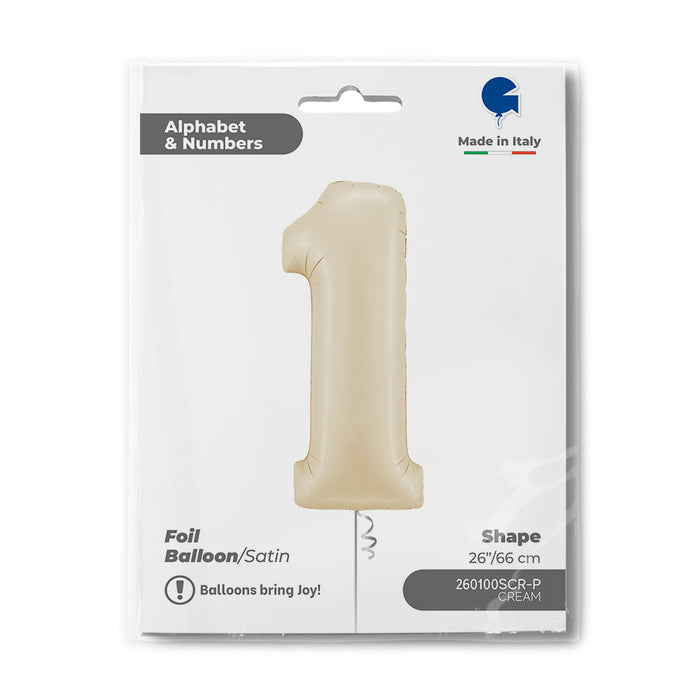Riesenzahl Folienballon 26"/66cm | Satin Cream #1
