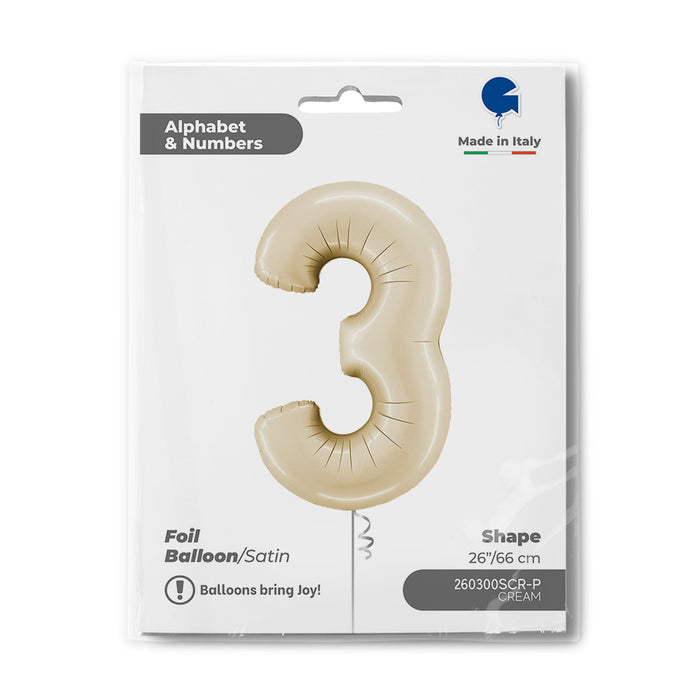 Riesenzahl Folienballon 26"/66cm | Satin Cream #3