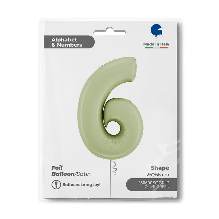 Riesenzahl Folienballon 26"/66cm | Satin Olive #6