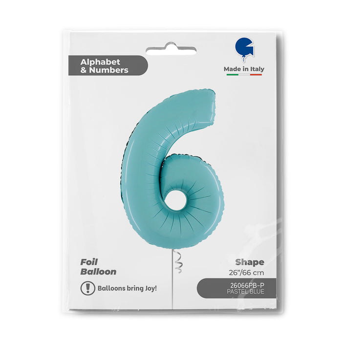 Riesenzahl Folienballon 26"/66cm | Pastel Blue #6