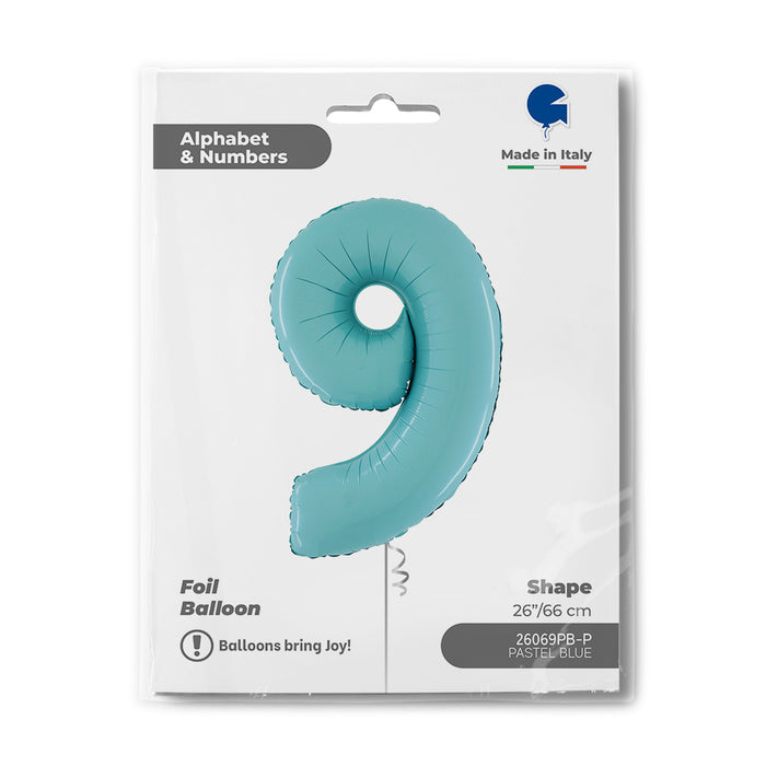 Riesenzahl Folienballon 26"/66cm | Pastel Blue #9
