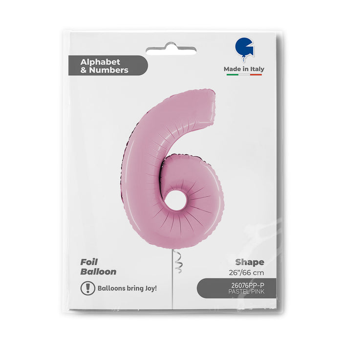 Riesenzahl Folienballon 26"/66cm | Pastel Pink #6