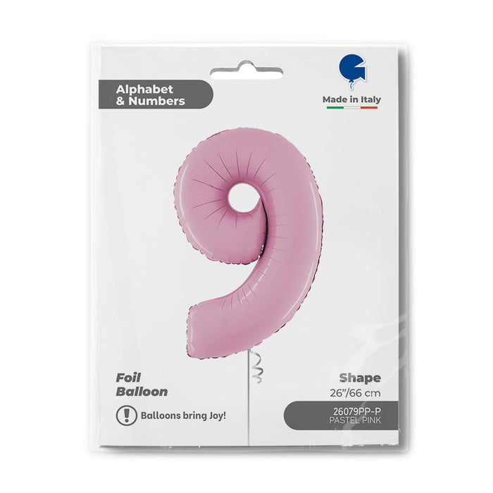 Riesenzahl Folienballon 26"/66cm | Pastel Pink #9