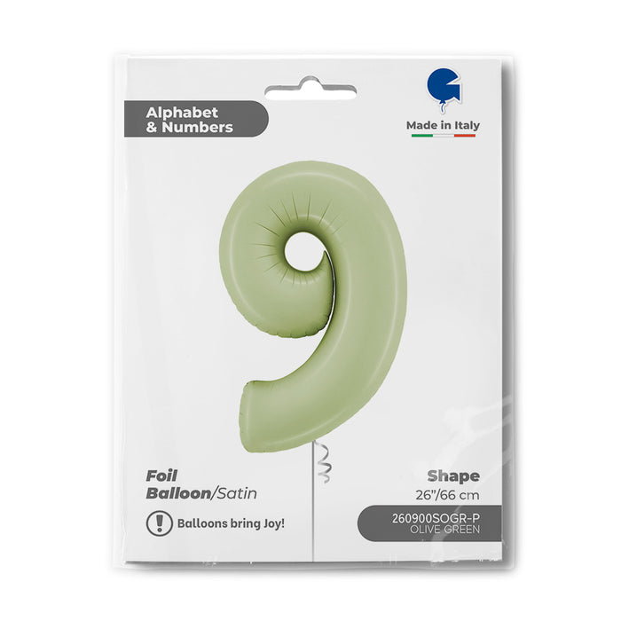 Riesenzahl Folienballon 26"/66cm | Satin Olive #9