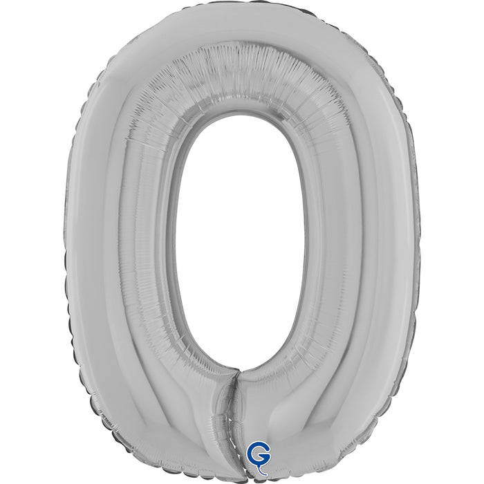 Riesenzahl Folienballon 26"/66cm | Silber #0