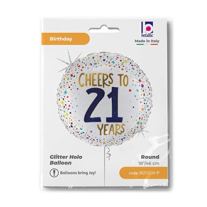 18"/Ø46cm Folienballon "Cheers to 21 Years"