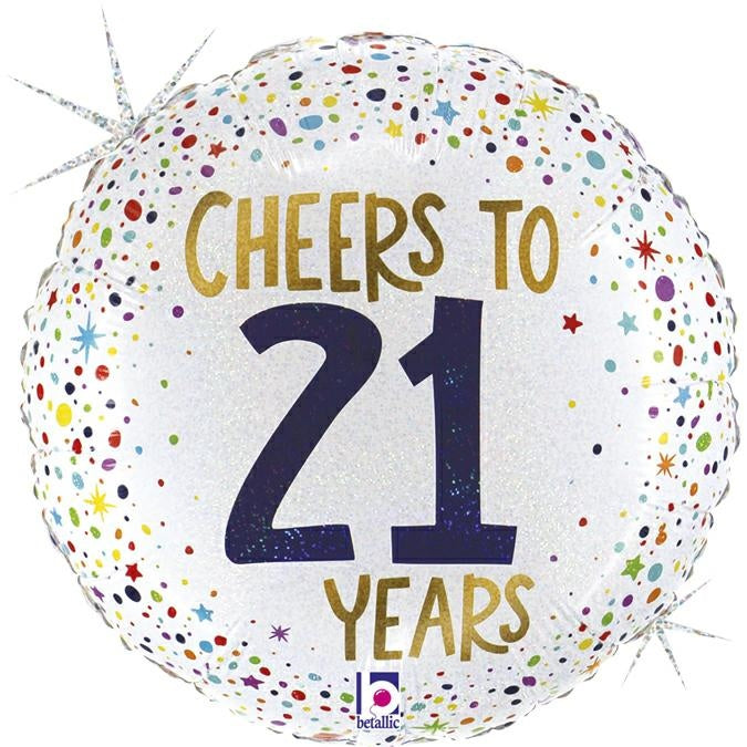 18"/Ø46cm Folienballon "Cheers to 21 Years"