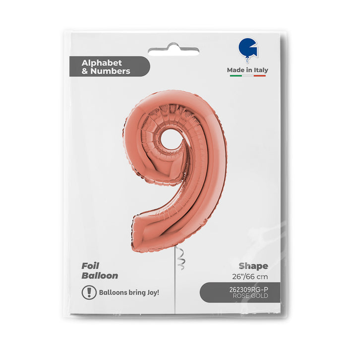 Riesenzahl Folienballon 26"/66cm | Rosegold #9