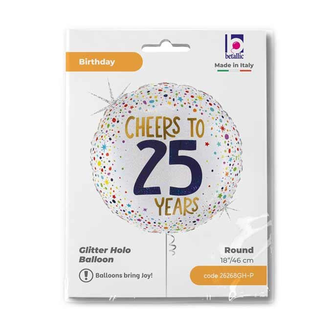 18"/Ø46cm Folienballon "Cheers to 25 Years"