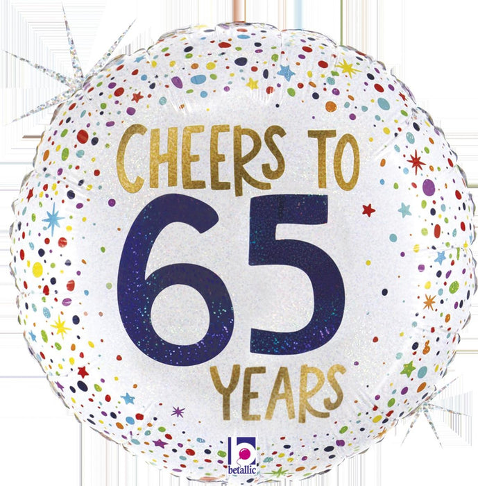 ABC18 Folienballon "Cheers to 65 Years" | Ø 46 cm