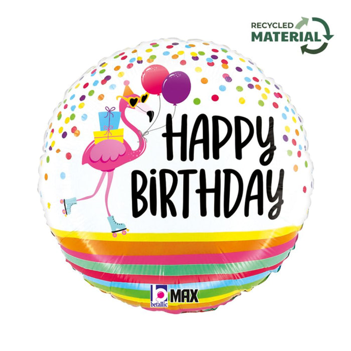 ABC18 Folienballon Flamingo "Happy Birthday"  | Ø 46 cm