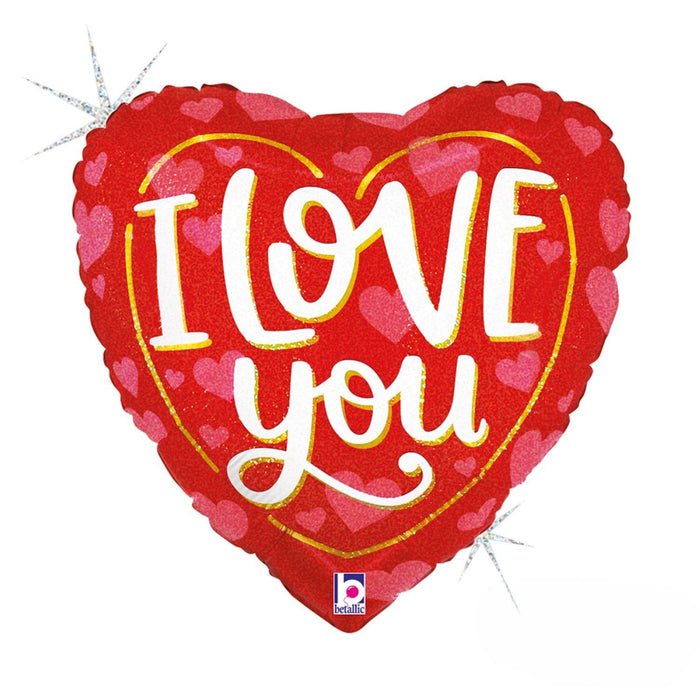 ABC18 Herz Folienballon "I Love you" Holografisch | Ø 46 cm