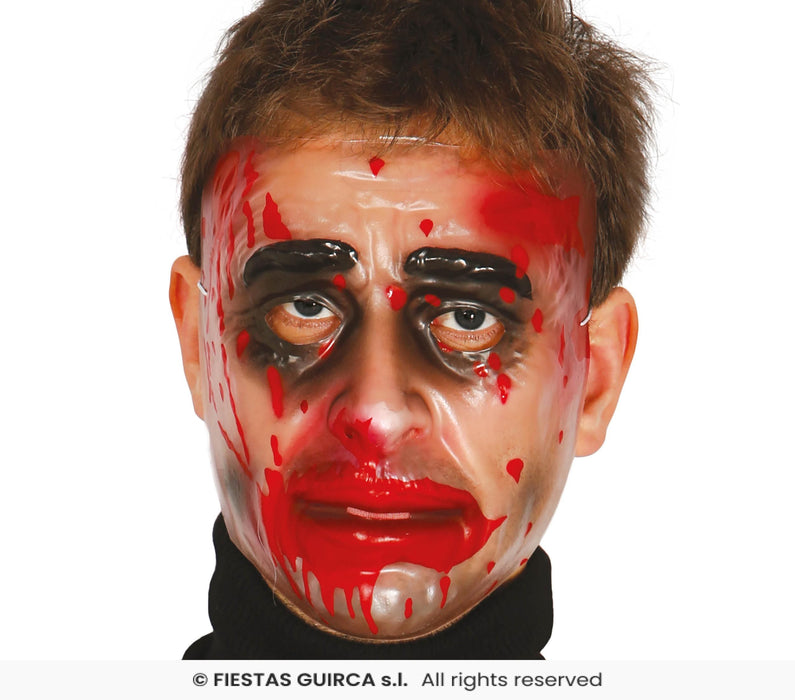 Maske Mann mit Blut transparent