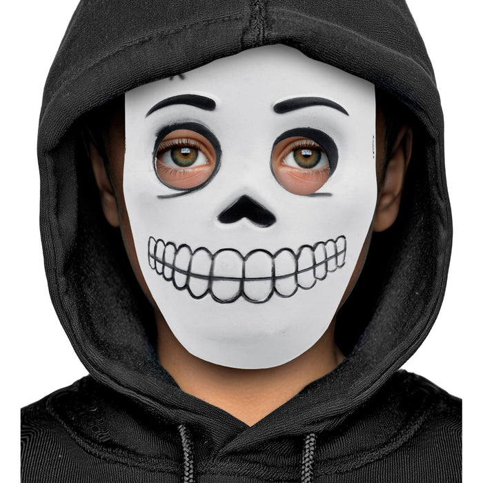 Halloween Maske "Totenkopf" für Kinder im Dunkeln leuchtend | Weiß Schwarz
