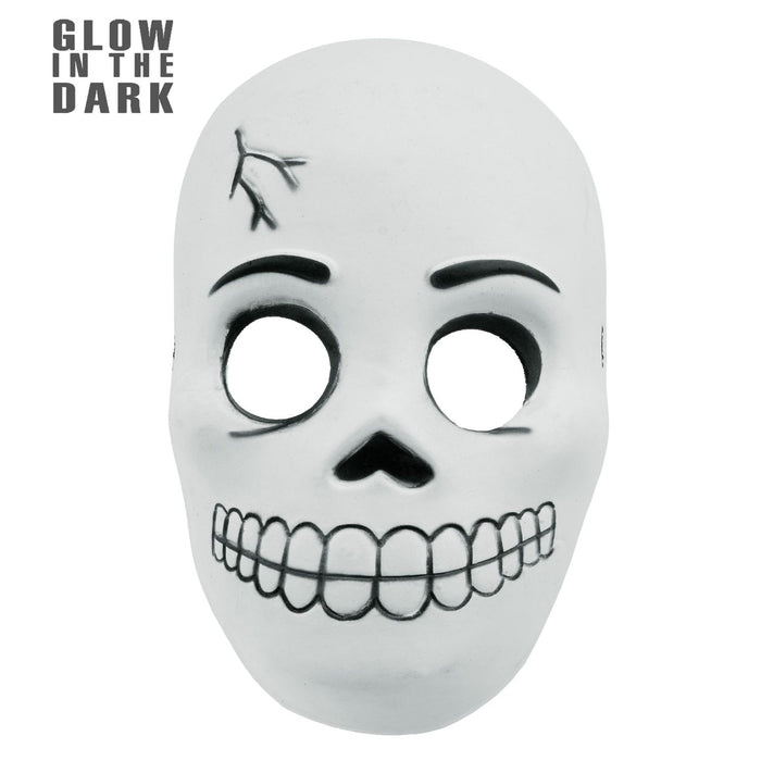 Halloween Maske "Totenkopf" für Kinder im Dunkeln leuchtend | Weiß Schwarz