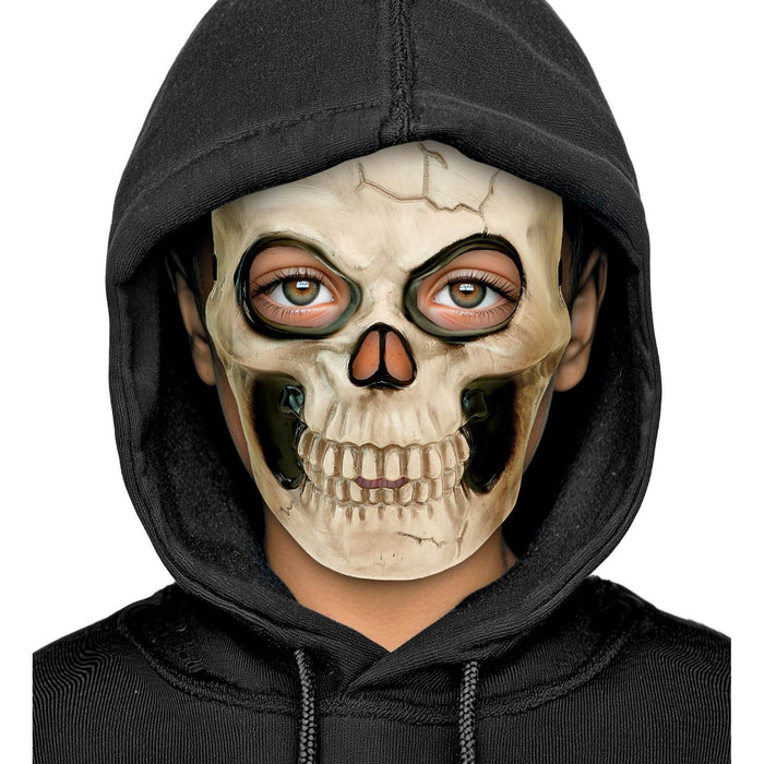 Halloween Maske "Totenkopf" für Kinder | Knochenfarbe Schwarz