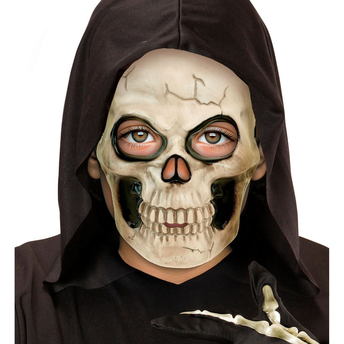Halloween Maske "Totenkopf" für Kinder | Knochenfarbe Schwarz