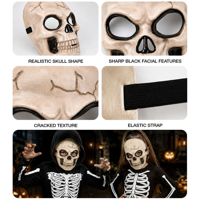 Halloween Maske "Totenkopf" für Kinder | Knochenfarbe Schwarz
