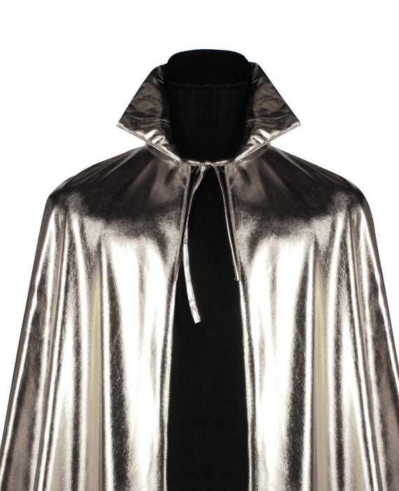 Silberner Metallic Umhang zum Kostüm | 130 cm