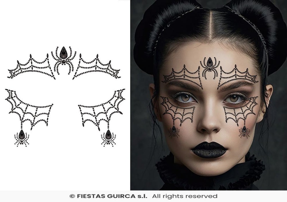 Face Art Glitzer Tattoo Sticker 13x15cm "Spinne"