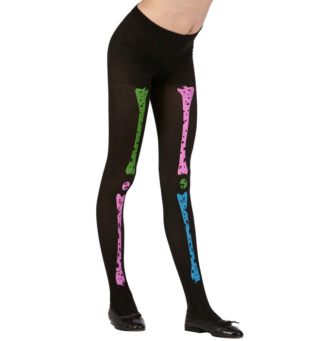 Skelett Strumpfhose für Kinder 70 DEN | Neon