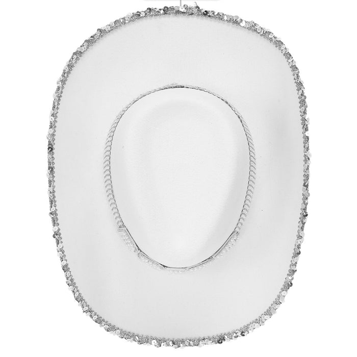 Braut Strass Cowboyhut "BRIDE" mit Perlendeko | Weiß
