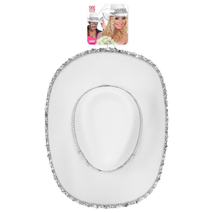 Braut Strass Cowboyhut "BRIDE" mit Perlendeko | Weiß