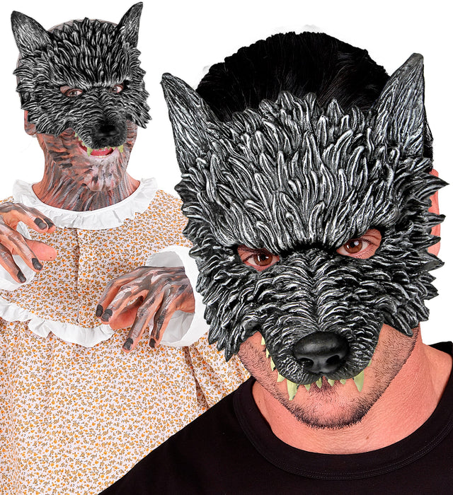 Halloween "kinnlose Wolfsmaske" | Grau