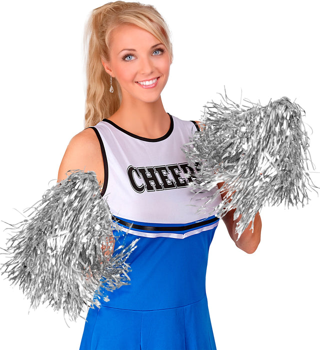 Cheerleader Pompon 2 Stück | Metallic Silber
