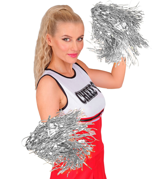 Cheerleader Pompon 2 Stück | Metallic Silber