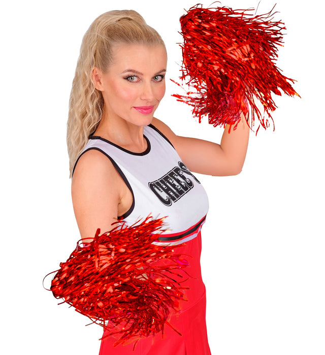 Cheerleader Pompon 2 Stück | Metallic Rot