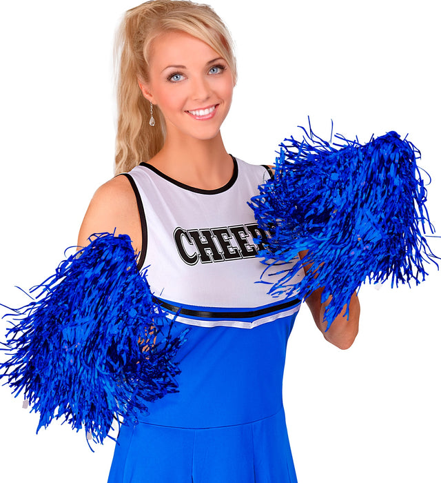 Cheerleader Pompon 2 Stück | Metallic Blau