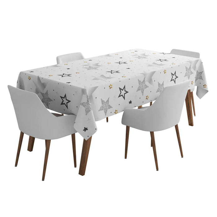 Happy Birthday Tischdecke 120x180 cm Sterne | Silber