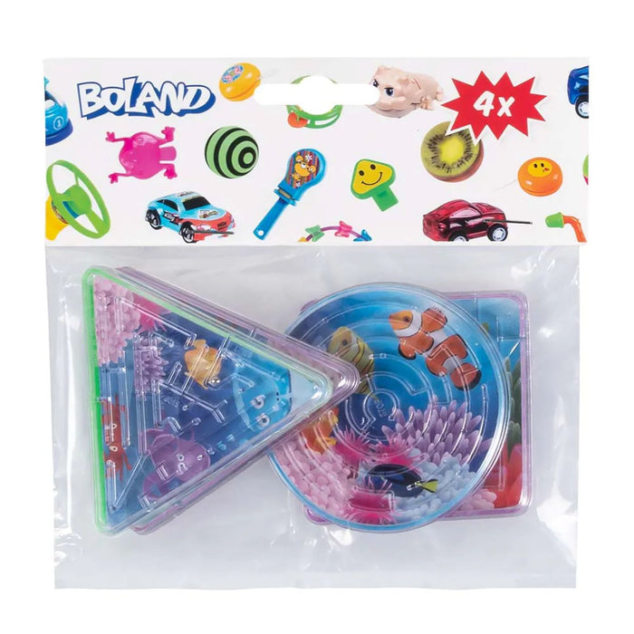 Favours Set Labyrinth-Spiele Fisch 6,5x6,5 cm | 4 Stück