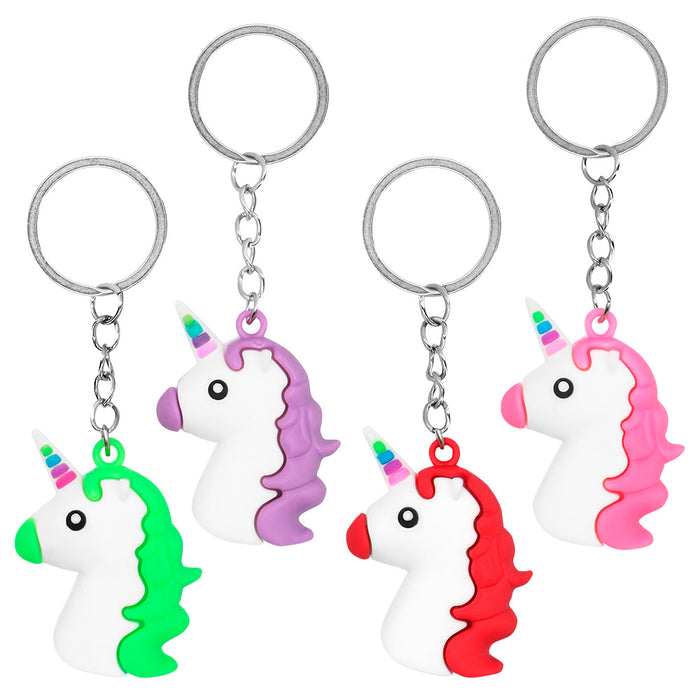 4 Schlüsselanhänger "Einhorn" | Weiß Bunt