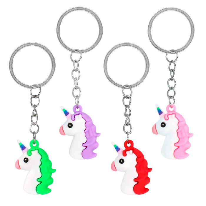4 Schlüsselanhänger "Einhorn" | Weiß Bunt