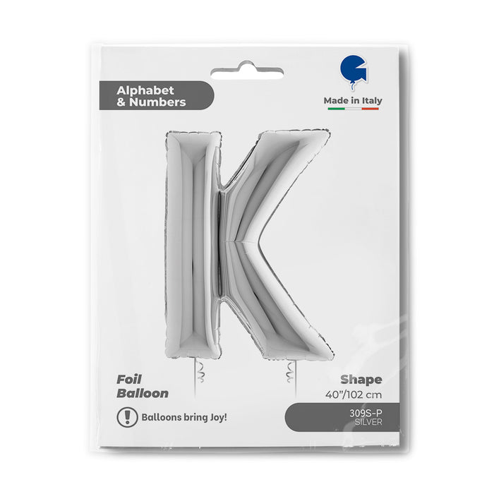 Riesenbuchstabe Folienballon 40"/102cm | Silber #K