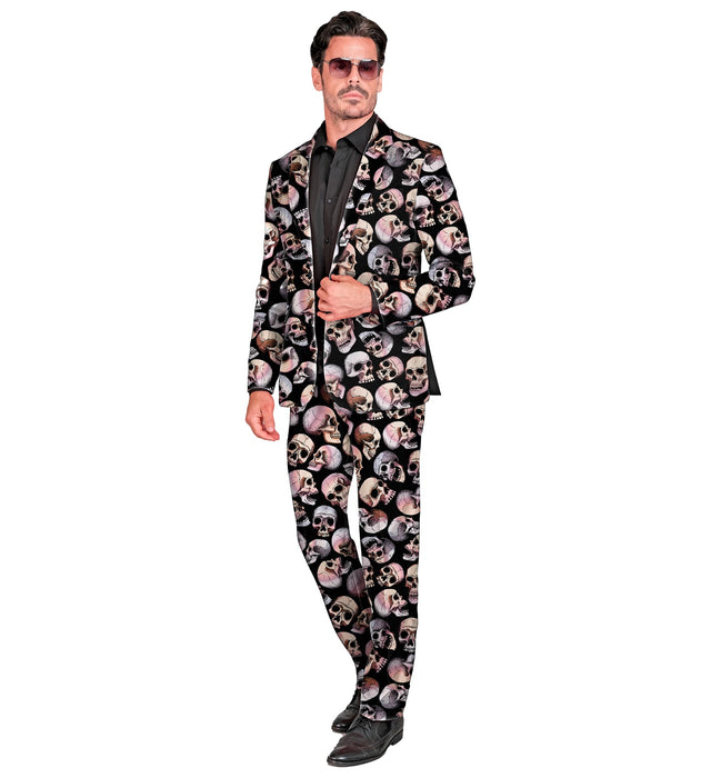 Halloween Designer Anzug "Totenkopf" 2-tlg. UV | Mehrfarbig - Herren Kostüm