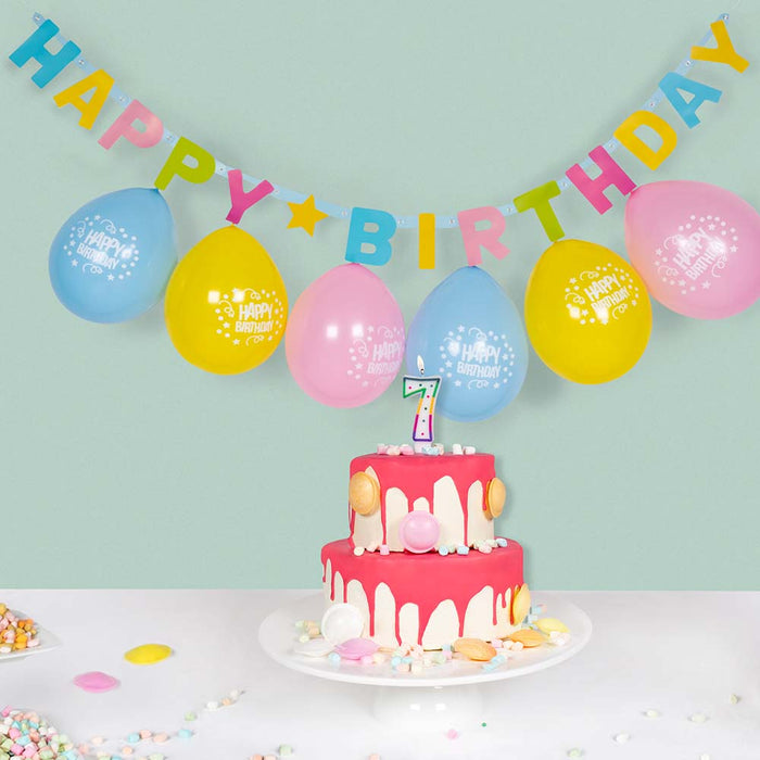Deko Papiergirlande "Happy Birthday" 1,5 m | Mehrfarbig