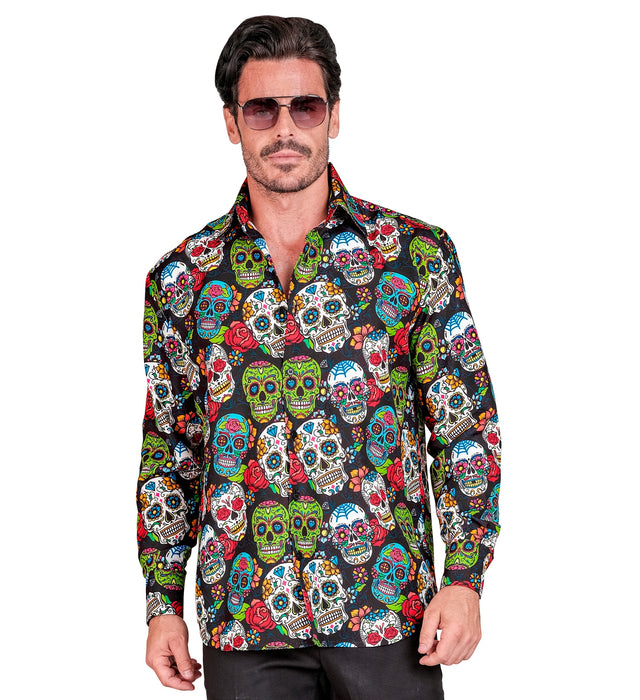 Halloween Hemd "Dia de los muertos" | Mehrfarbig - Herren Kostüm