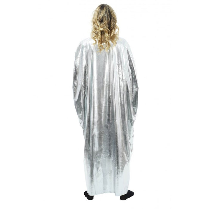 Silberner Umhang mit Kragen | 135 cm