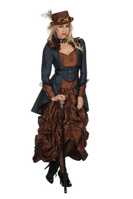 Steampunk "Lady Blue" Kostüm für Damen 320341 | Kleid