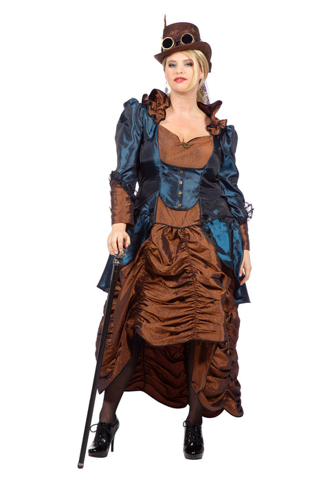Steampunk "Lady Blue" Kostüm für Damen 320341 | Kleid