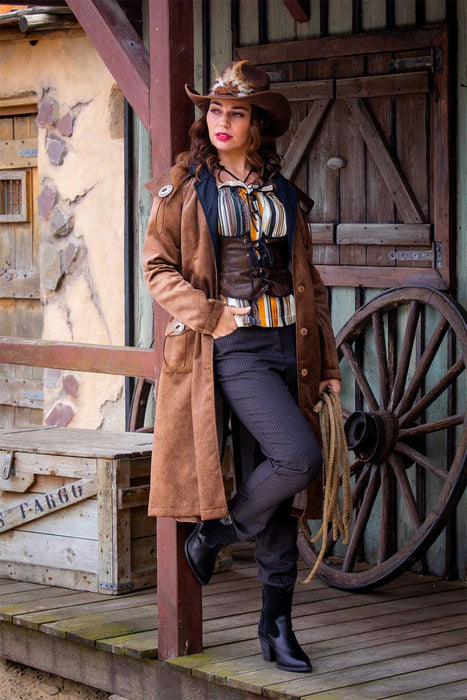 Authentischer Western Mantel "Jane" für Damen | Braun - Cowgirl