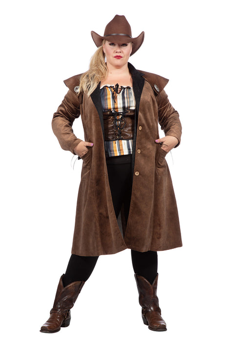 Authentischer Western Mantel "Jane" für Damen | Braun - Cowgirl