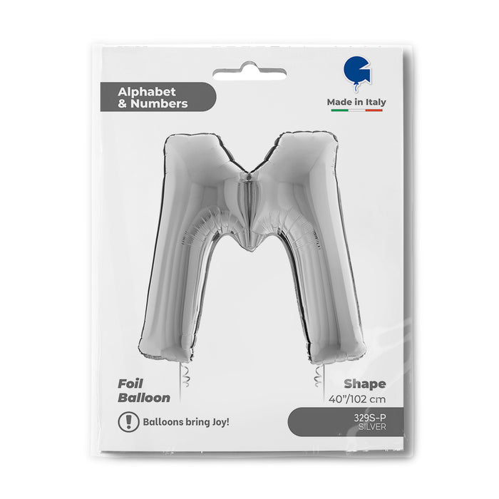 Riesenbuchstabe Folienballon 40"/102cm | Silber #M