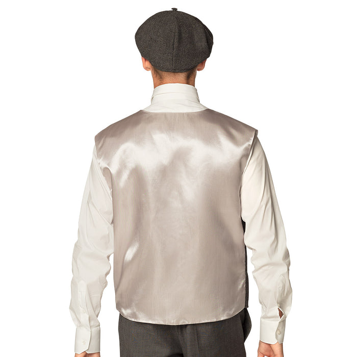 20er Jahre "Birmingham" Kostüm für Herren 2-tlg. | Grau - Weste und Mütze