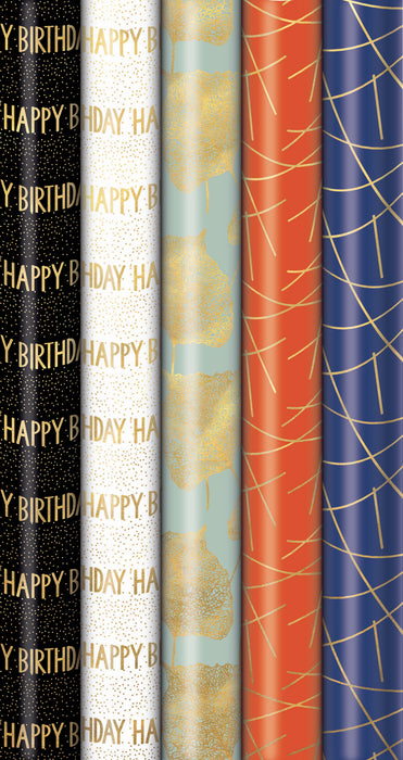 Geschenkpapier "Touch of Gold" farblich sortiert | 150 x 70 cm